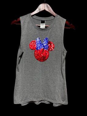 Disney Mickey Mouse Girls Sequin Tank Top Gray Medium